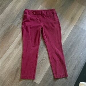 LOFT Dark Red Skinny Ankle Pants
